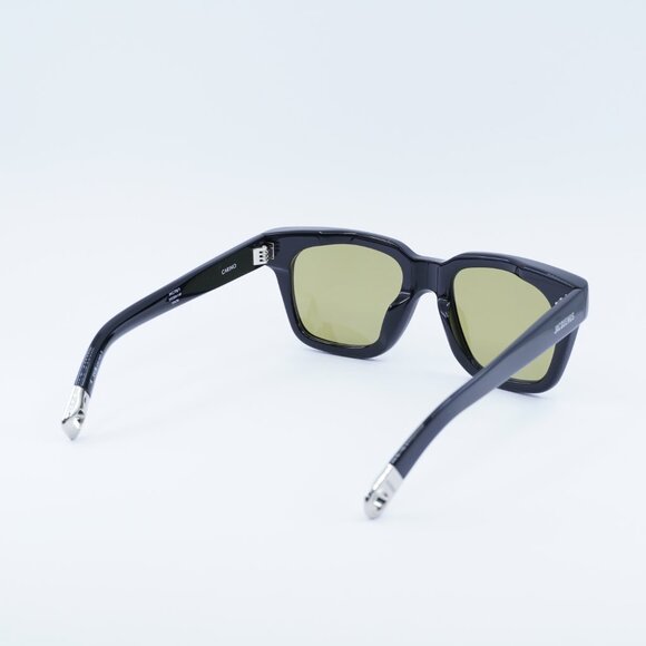 Jacquemus CARINO JAC/20 C1 Sunglasses Shiny Black Square Frame, Green Lenses - Picture 9 of 10